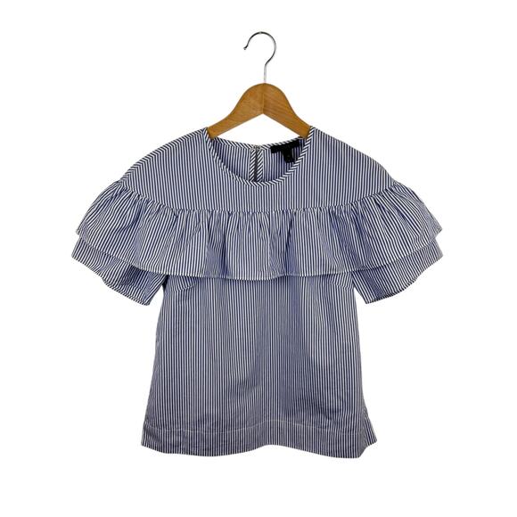 J. Crew Edie Top in Blue Stripe - Picture 2 of 8